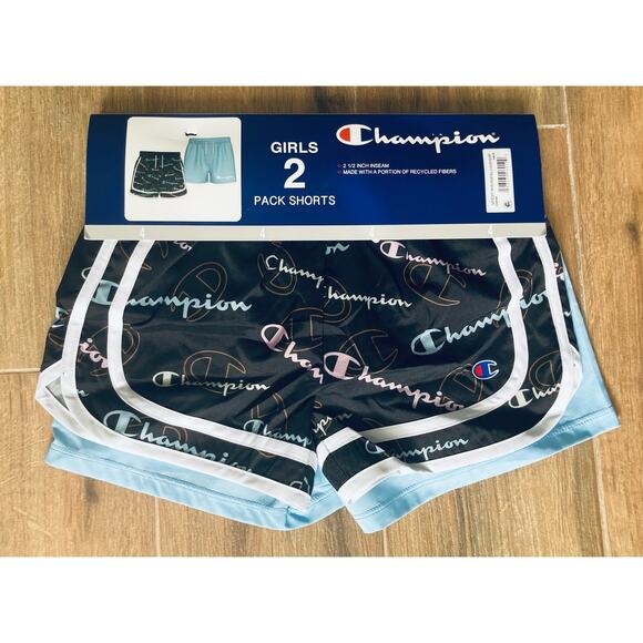 Champion Shorts Girls Size 4 Blue 2 Pack - Picture 1 of 4